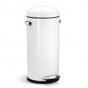 Simplehuman - Poubelle de cuisine 30 litres -  RETRO - ouverture par p&eacute;dale - blanc