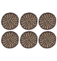 Set of 6 under glass rattan