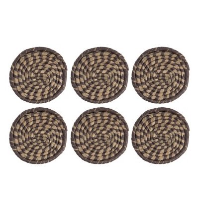 Set of 6 under glass rattan