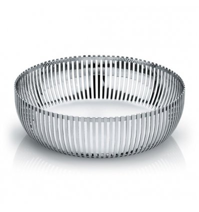 Pierced basket in polished stainless steel  - Diameter 23cm. - Alessi